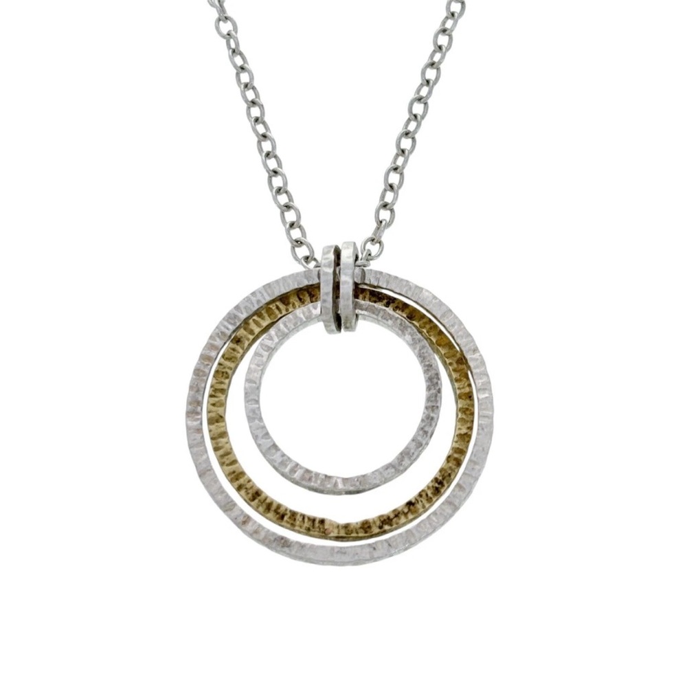 Silpada Vintage Sterling Silver Brass 
Double Circle Pendant Necklace